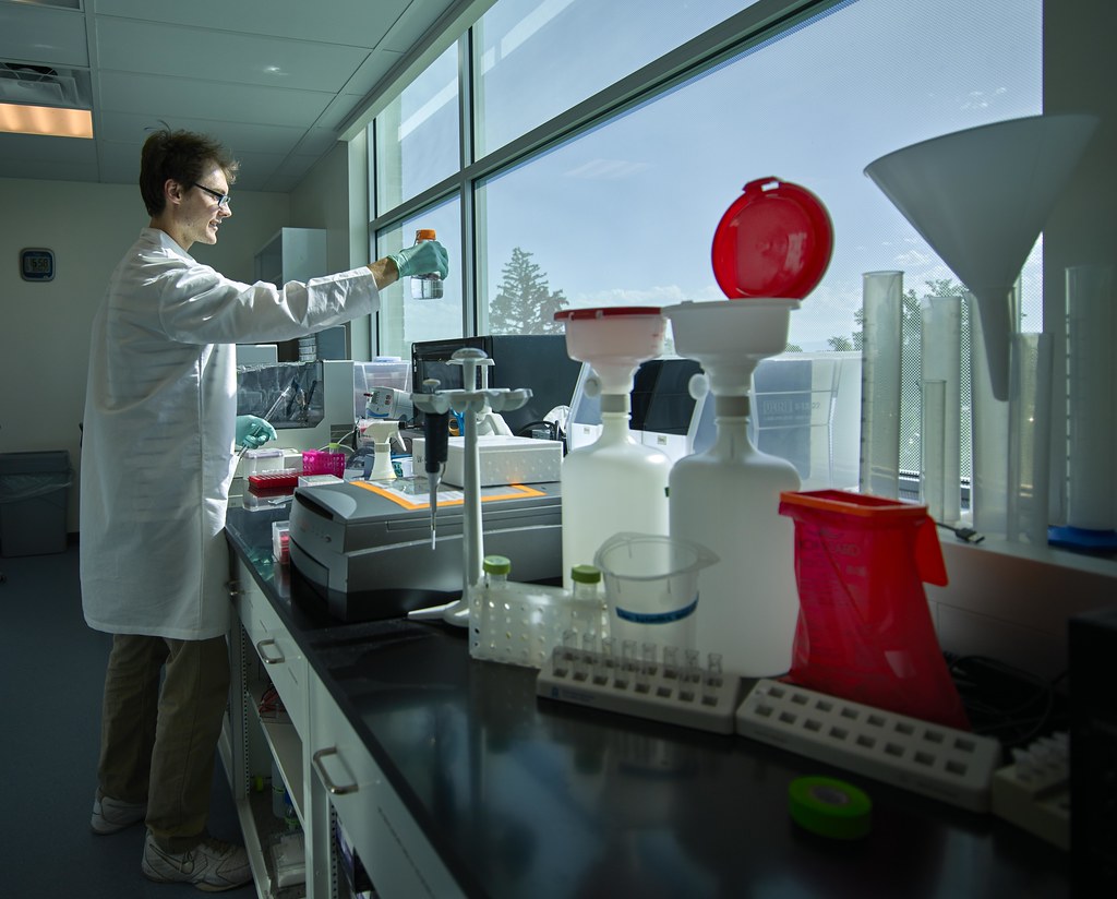 A scientist studies a beeker containing cell samples at the Gates Center for Regenerative  — illustrating Regenerative medicine